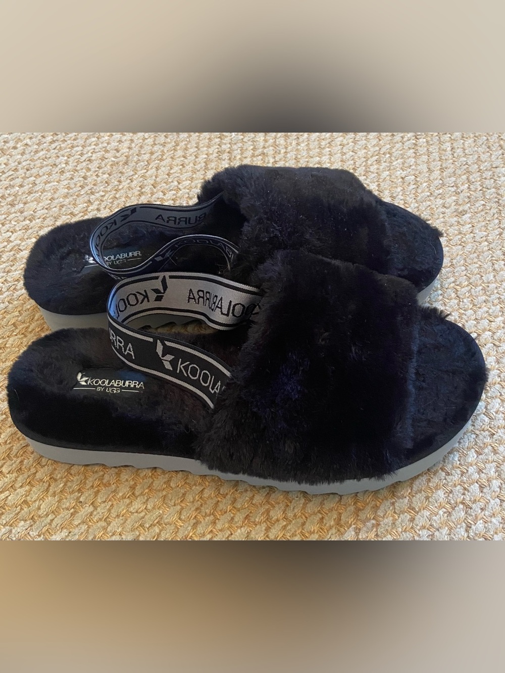 Koolaburra by Ugg Black Plush Sling Slippers Size 9